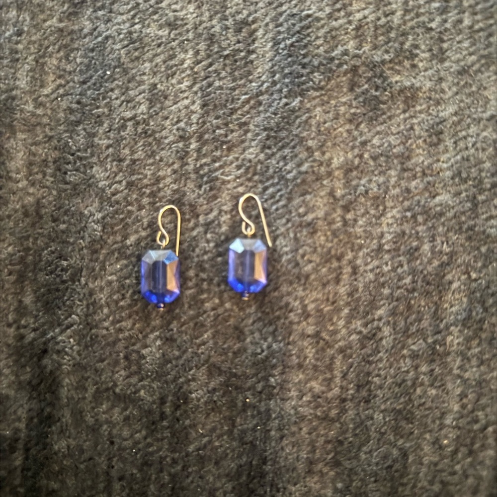 Blue Glass Bead Drop Earrings
